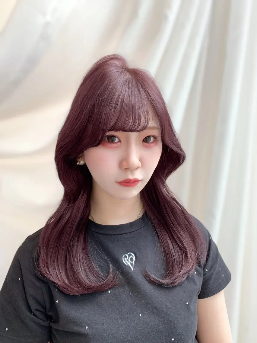 セミロング カラー ピンクカラー くびれヘア カット ヘアカラー トリートメント ヘッドスパ ヘアセット 韓国ヘア/レイヤー/ 顔まわり/りょーとのヘアスタイル