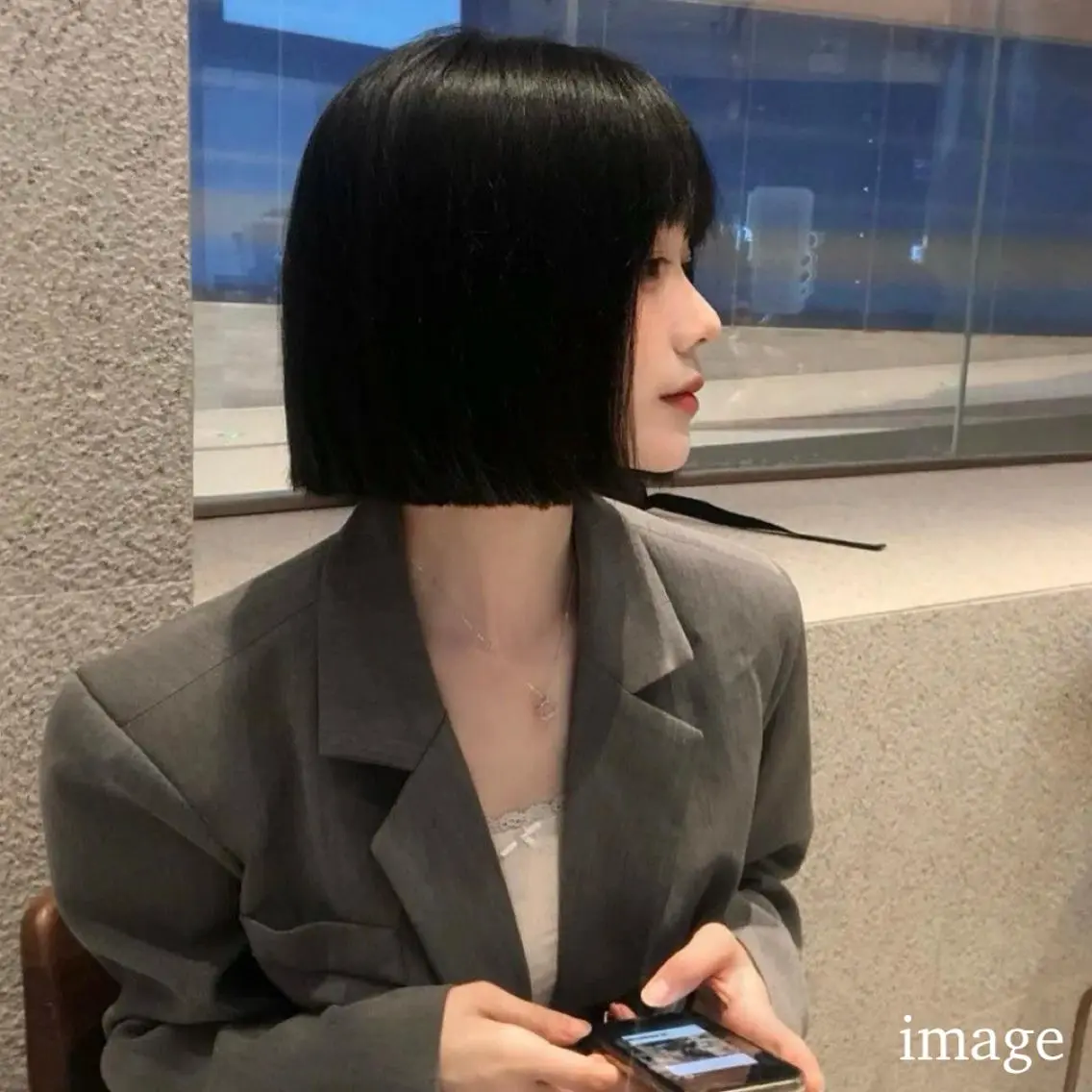ミディアム カラー カット トリートメント ヘアセット 縮毛矯正🤍 ボブ/ HIKARIのヘアスタイル