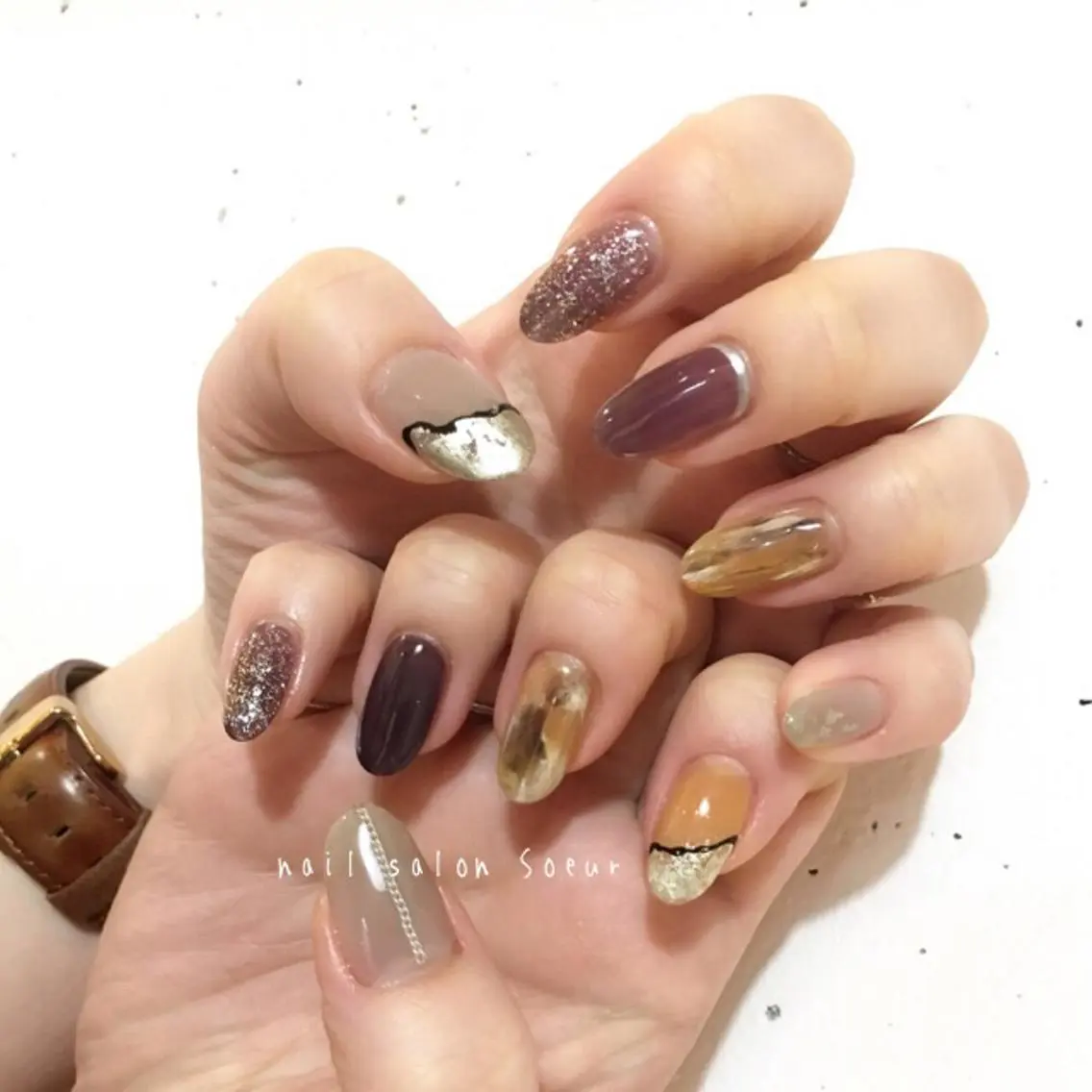 ネイル アートネイル 長さ出し ジェルネイル マットネイル ミラーネイル ハンドネイル nail salon Soeurのネイルデザイン
