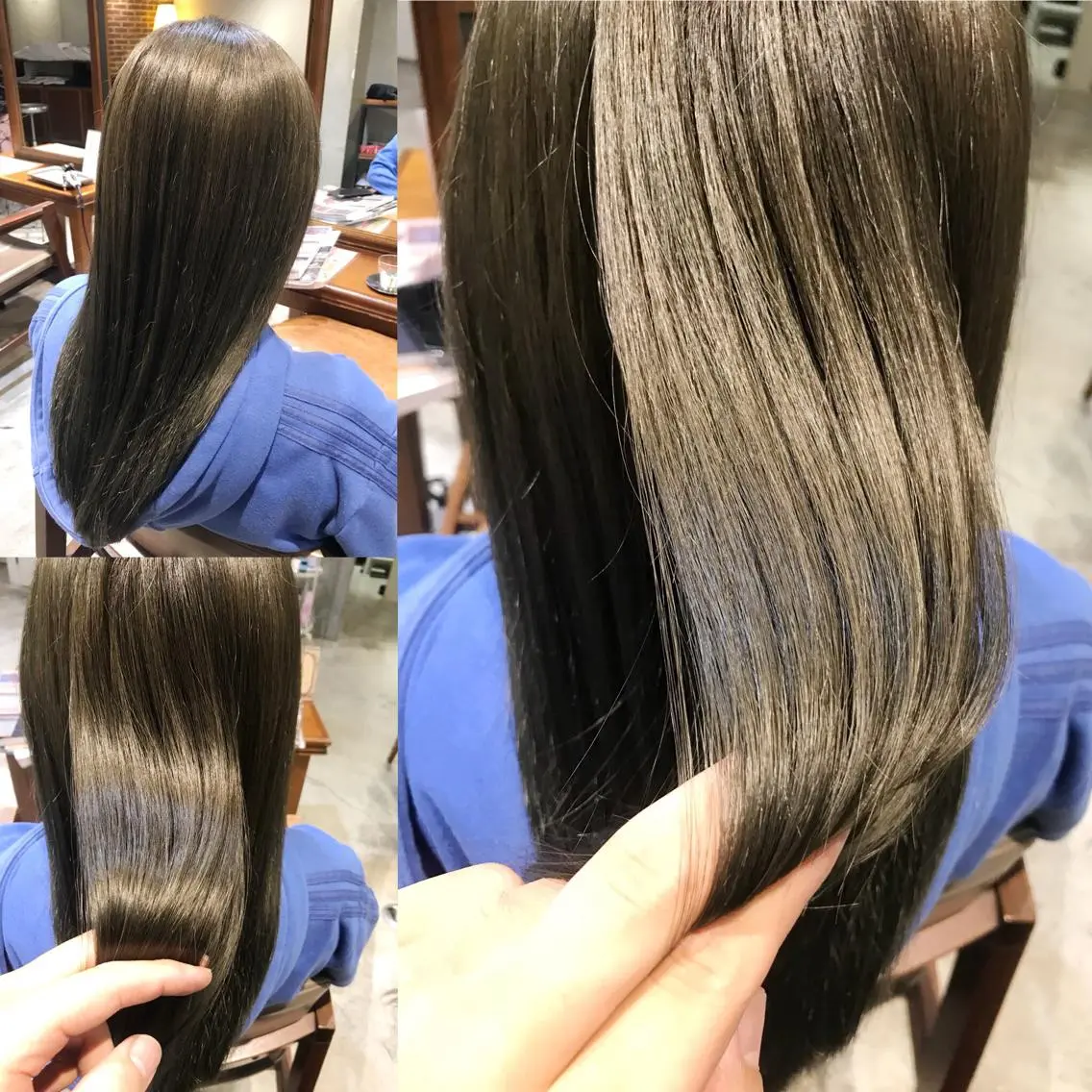 セミロング カラー ヘアアレンジ グレージュ ミント 小林 佳祐のヘアスタイル