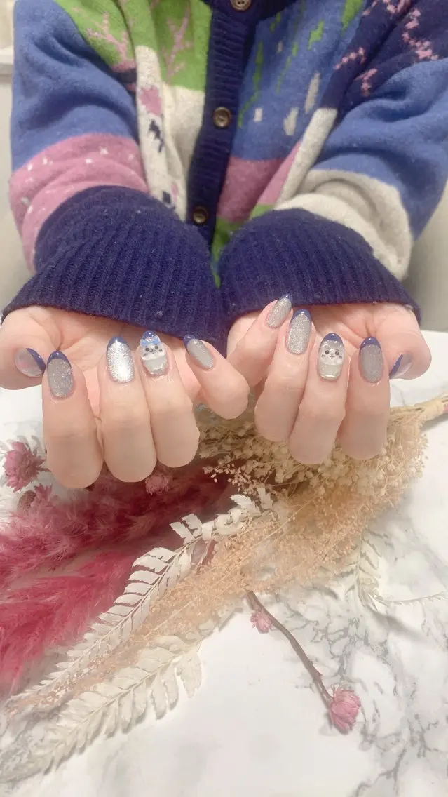 ネイル はな💎ネイル ワンホン、長さ出しのネイルデザイン