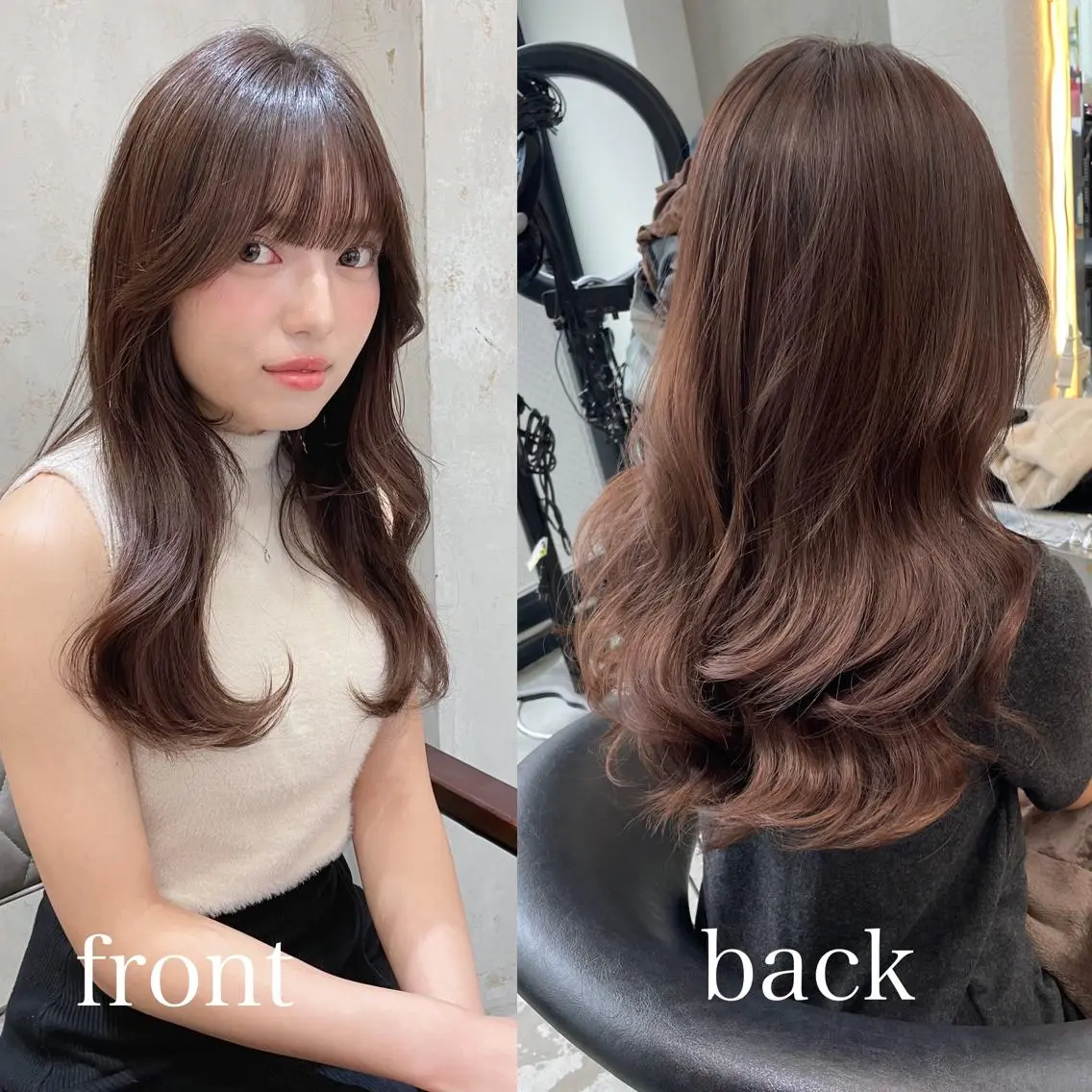 セミロング カット ヘアカラー トリートメント 山本翔一郎 韓国顔周りレイヤーのヘアスタイル