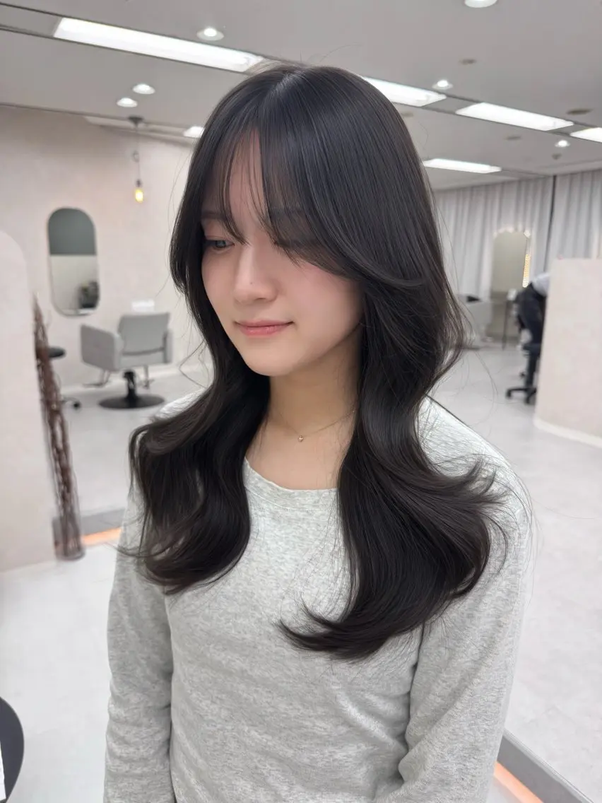 セミロング くびれヘア 顔まわりレイヤー 顔周りカット 韓国風ヘア レイヤーカット 韓国ヘア特化🇰🇷 心斎橋【ユリカ】のヘアスタイル