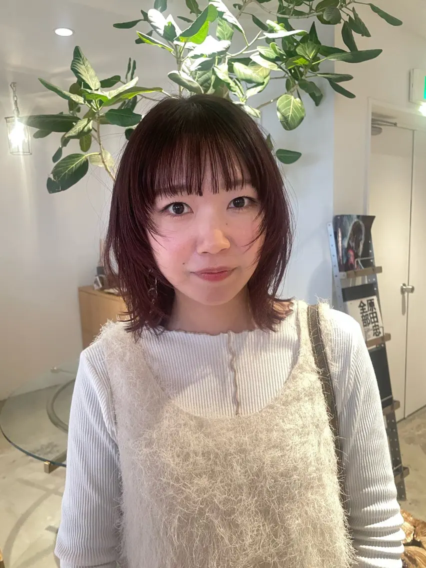 ミディアム 顔周りカット 透け感カラー/ SUのヘアスタイル
