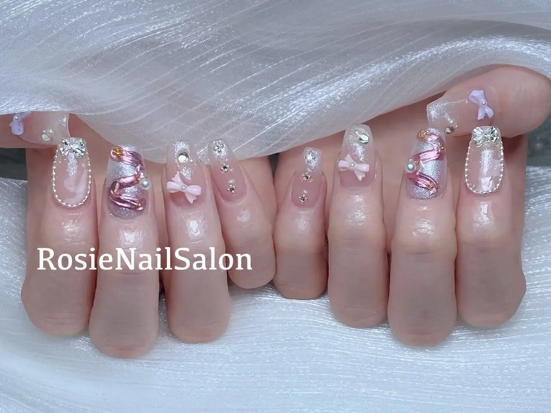 セミロング カラー ハンドネイル Rosie Nail サロン南越谷のネイルデザイン