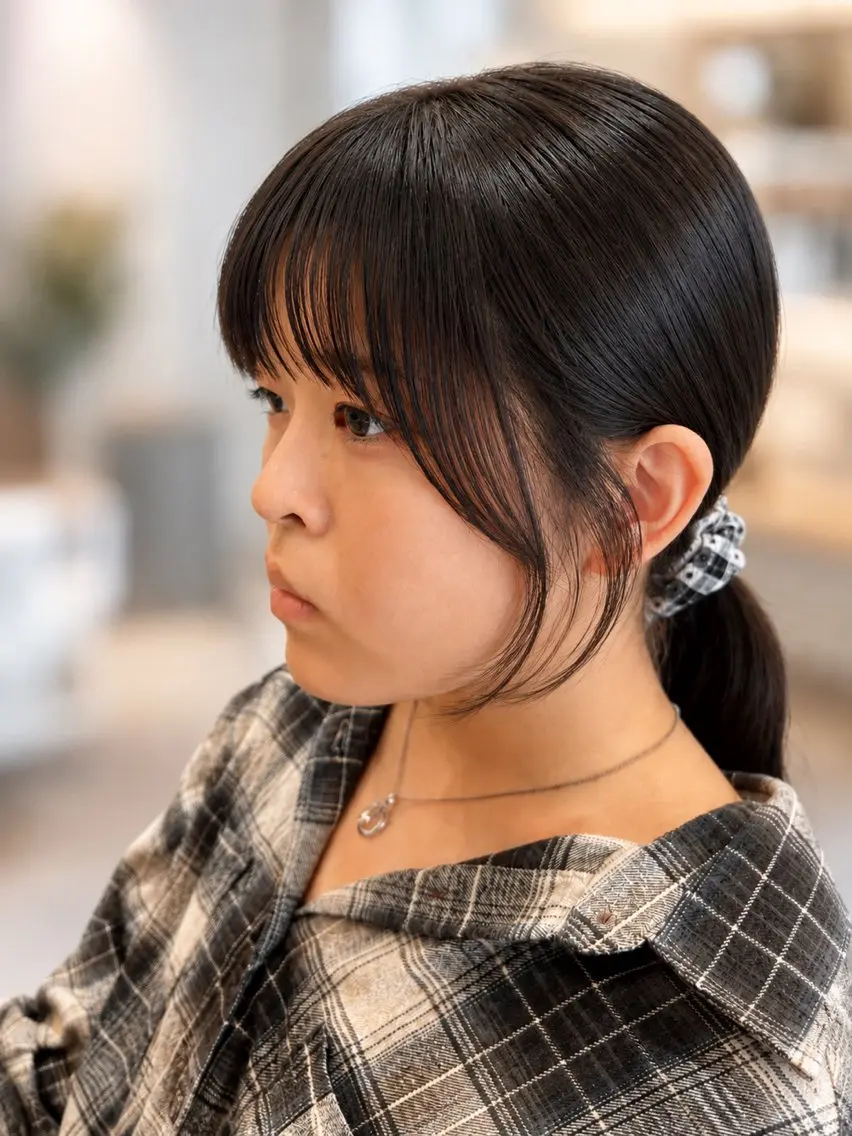 セミロング 韓国風ヘア カット 久木原 ゆりのヘアスタイル