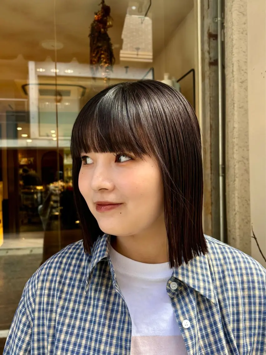 ショート 切りっぱなしボブ ボブ カット 水原波津輝/ボブ /ニュアンスパーマのヘアスタイル