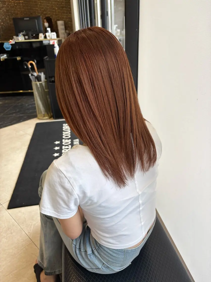 セミロング オレンジブラウン 山岸 朱里のヘアスタイル