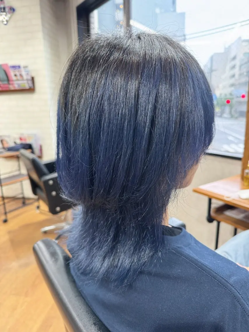 ミディアム カラー ブルーカラー グラデーションカラー カット ヘアカラー ✨ハイトーン カラー福岡拓也✨のヘアスタイル