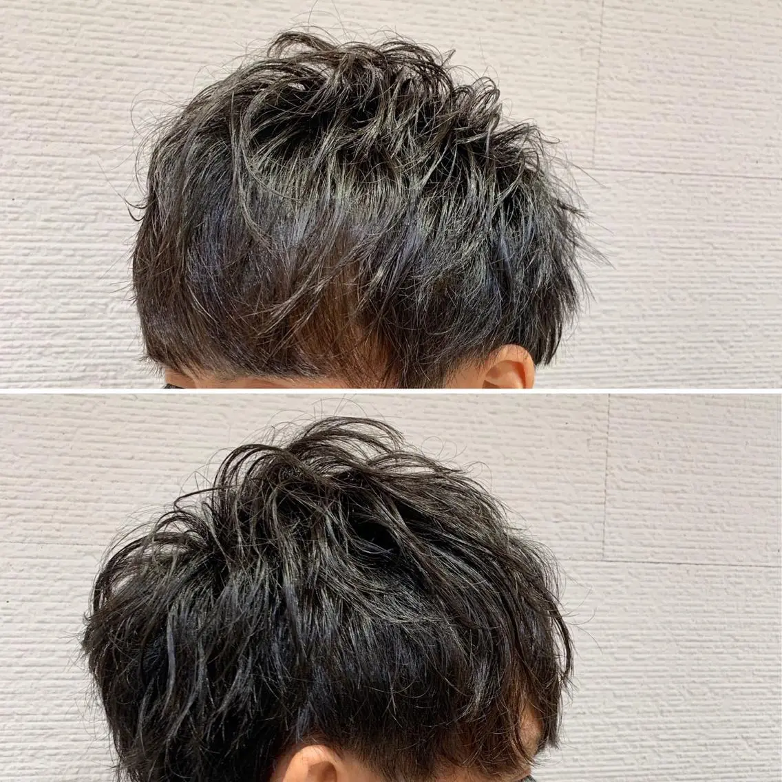 ショート パーマ メンズ 白髪ぼかしハイライト 茗荷谷駅徒歩2分のヘアスタイル
