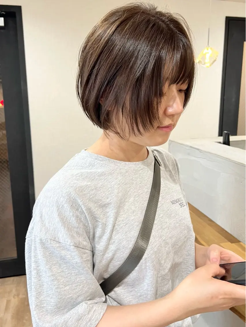 ショート カラー ボブレイヤー ボブ レイヤーカット カット ヘアカラー トリートメント 🌱小顔魅せショート 髪質改善カラー/泉綺のヘアスタイル
