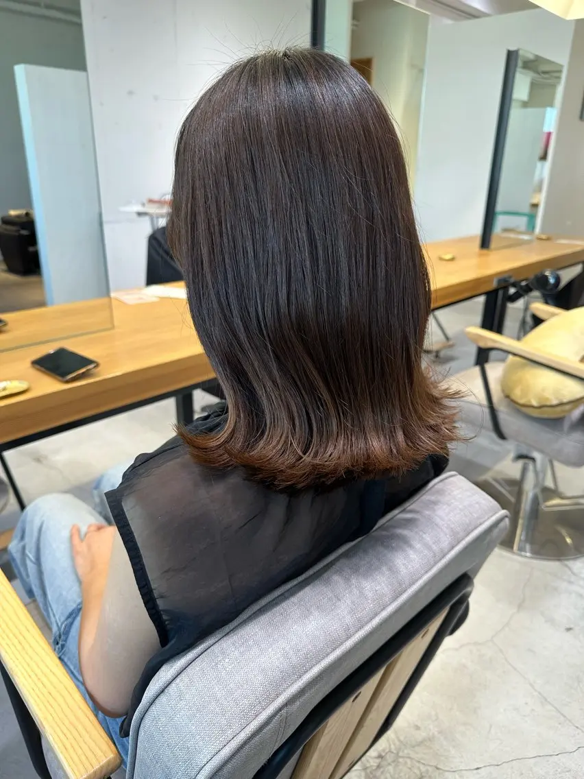 ミディアム カット ヘアカラー トリートメント 上野湧太 髪質改善/艶カラーのヘアスタイル