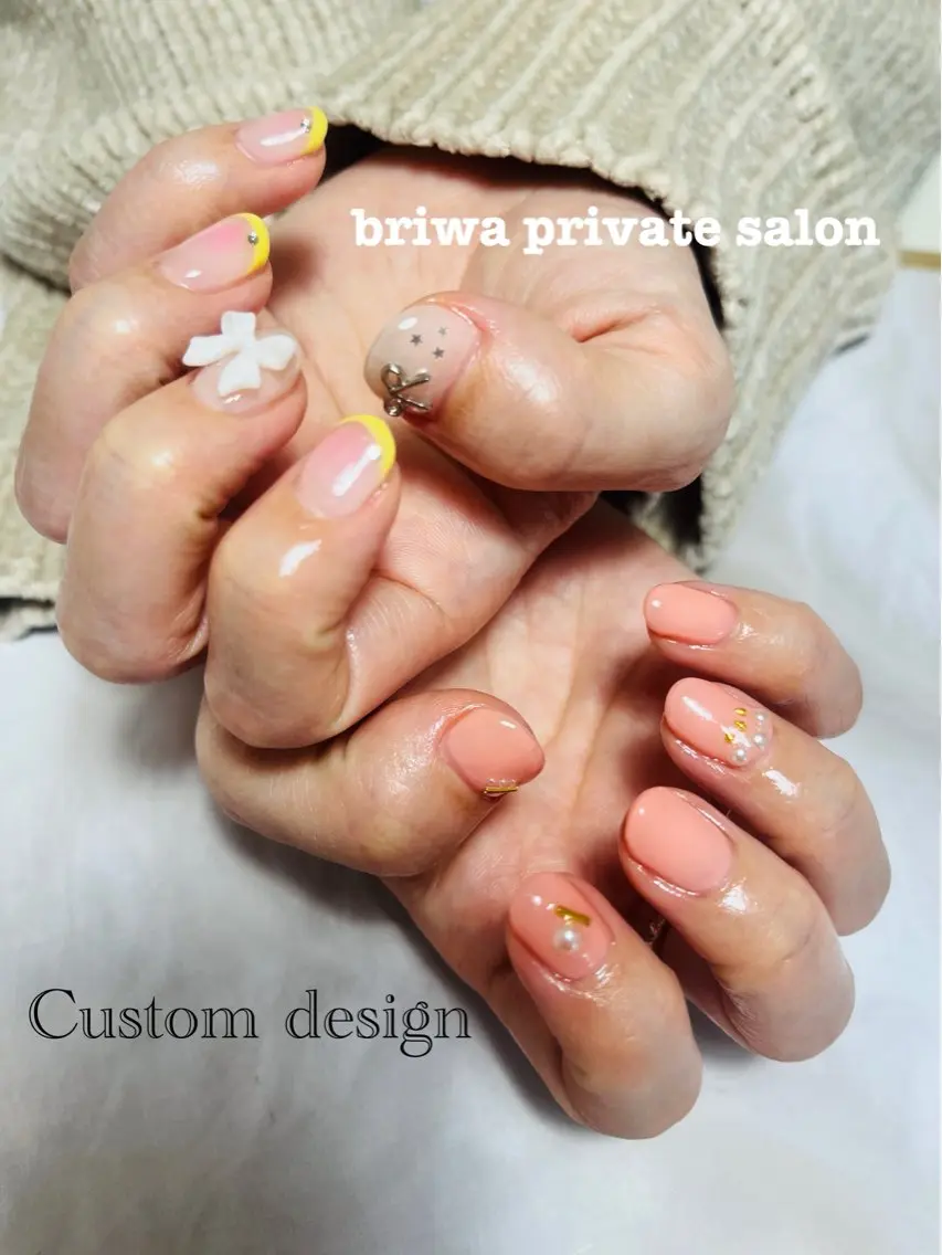 ネイル リボン Briwa✨nail 💅enoi ❤︎のネイルデザイン