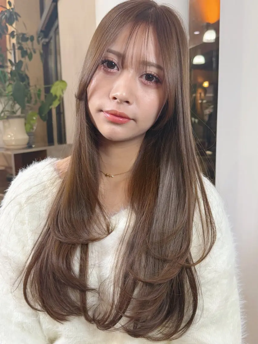 ロング カラー ベージュカラー レイヤーカット 恒松 雄基のヘアスタイル