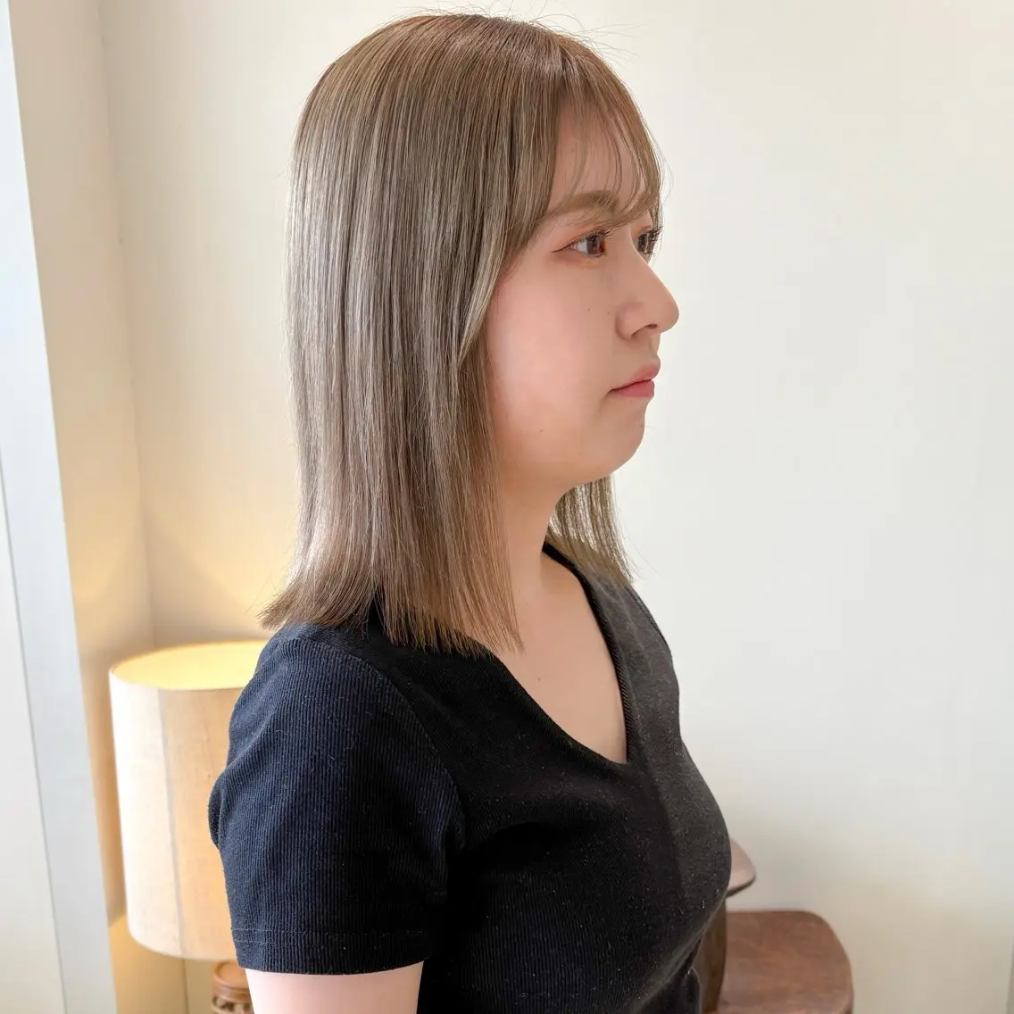 ミディアム カラー ブラウンカラー 透明感カラー グレージュ オリーブグレージュ オリーブグレー 安西 香利奈のヘアスタイル