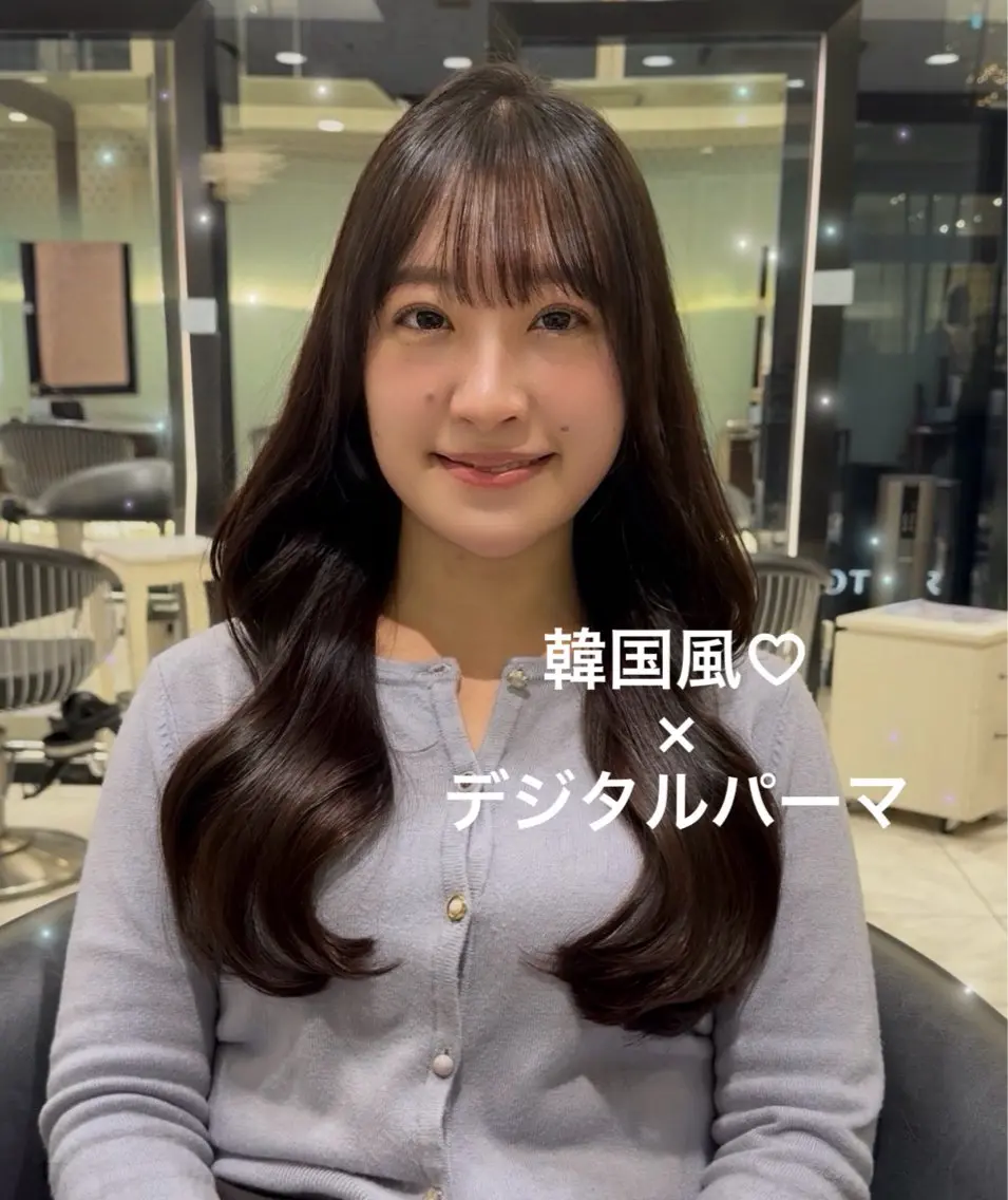ロング パーマ デジタルパーマ パーマ 顔周り/透明感/銀座 🩵rinoのヘアスタイル