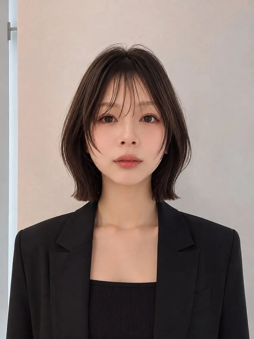 ミディアム ミディアムレイヤー レイヤーカット 似合わせカット ゆうとレイヤーカット ショートカットパーマのヘアスタイル