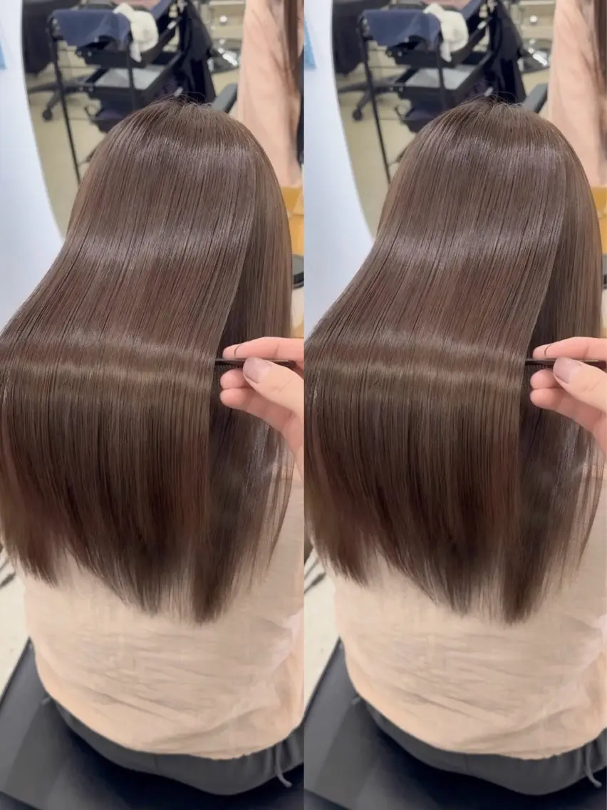 ロング カット ヘアカラー 縮毛矯正 トリートメント 清水 健吏/ 髪質改善/レイヤーのヘアスタイル