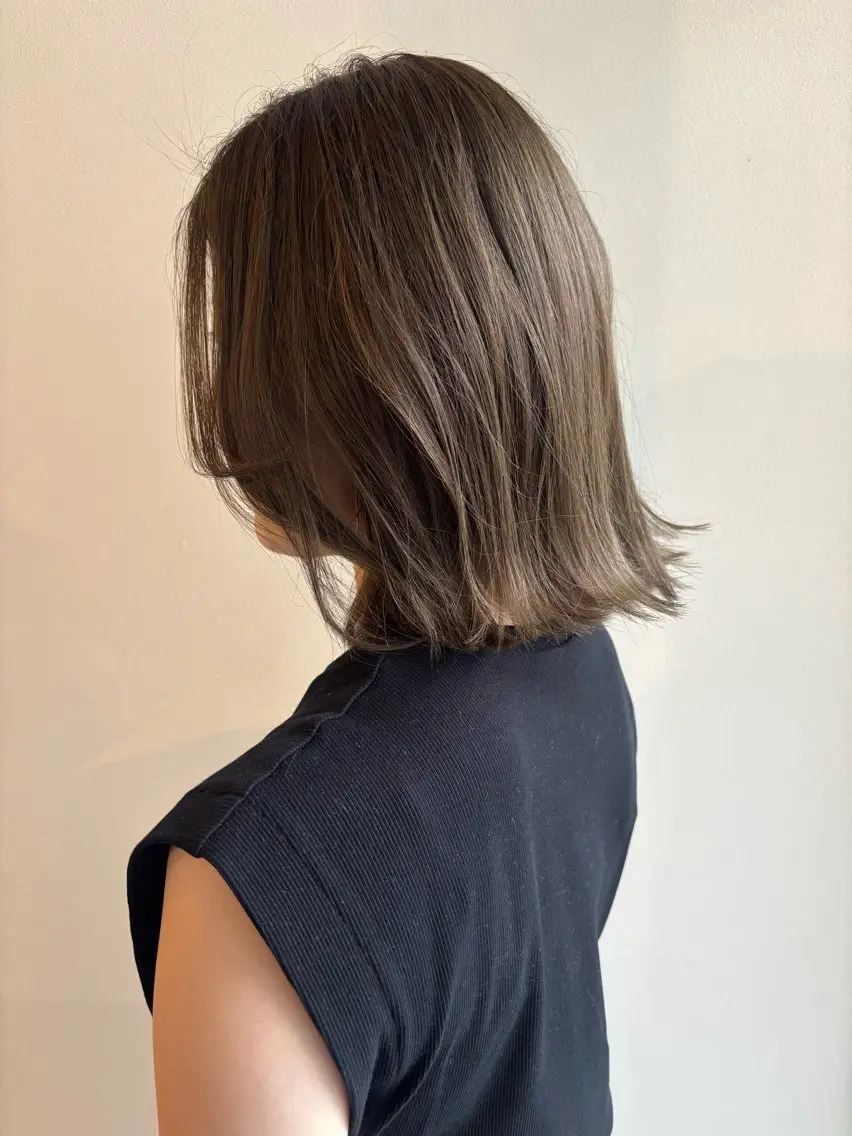 ミディアム ボブ 顔周りカット カット ヘアカラー トリートメント peige 斉藤✨大人ヘアー✨のヘアスタイル