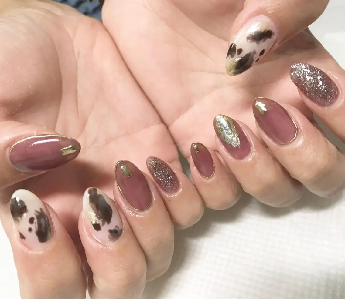 ネイル アニマル柄 フットネイル ニュアンスネイル シンプルネイル 春ネイル nail fufla ♡yamane♡のネイルデザイン