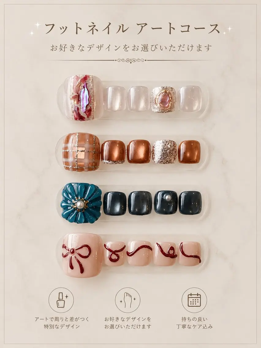 ネイル アートネイル フットネイル フットネイル Ruru akari 大阪天王寺のネイルデザイン