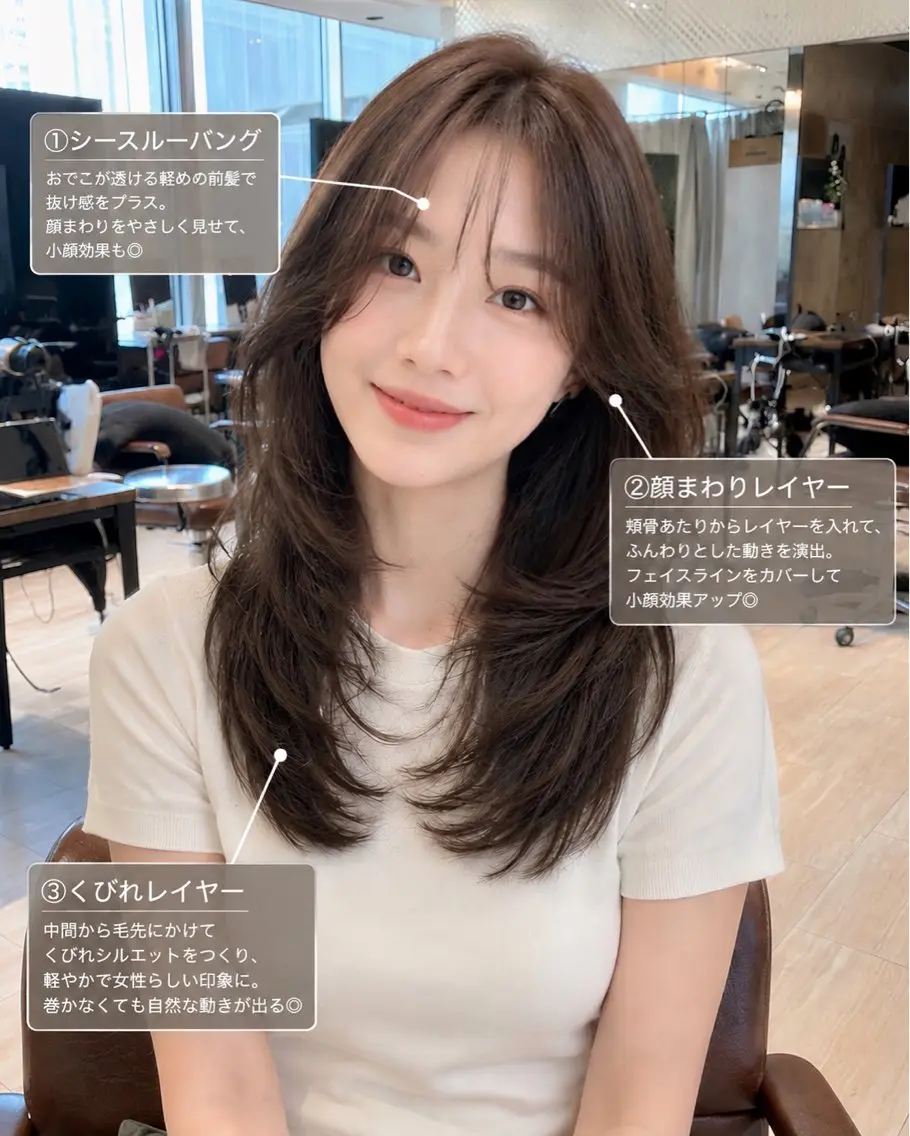 ロング トリートメント カット トリートメント 透明感カラー/韓国レ イヤー/宮下知也のヘアスタイル