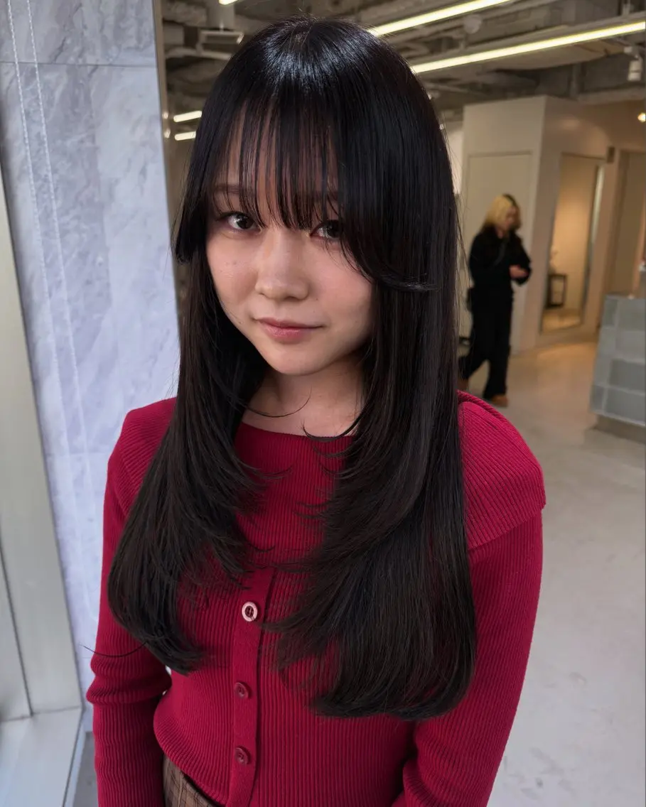 ✨大人気スタイル✨韓国風顔周りレイヤー+艶カラー+2stepトリートメントの写真