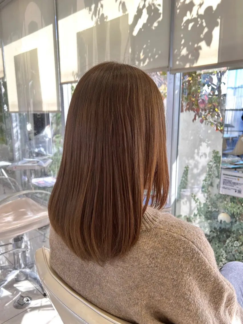 セミロング カラー ヘアアレンジ ブラウンカラー 髪質改善 トリートメント 縮毛矯正/艶カラー /𝐒𝐚𝐤𝐢のヘアスタイル
