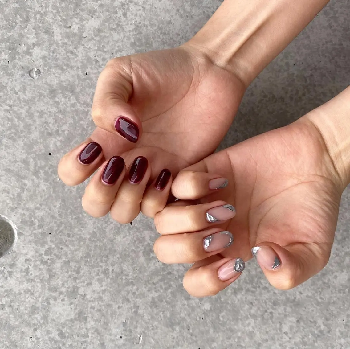 ネイル アートネイル 長さ出し ジェルネイル マットネイル ミラーネイル ハンドネイル nail salon Soeurのネイルデザイン