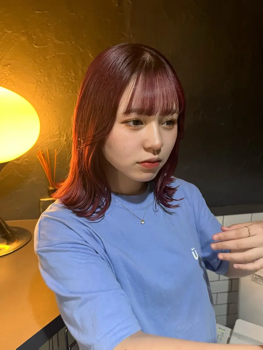 ミディアム カラー ブリーチ レッドカラー ヘアカラー 6/5まで目黒店 カラー🎀ミカゼのヘアスタイル