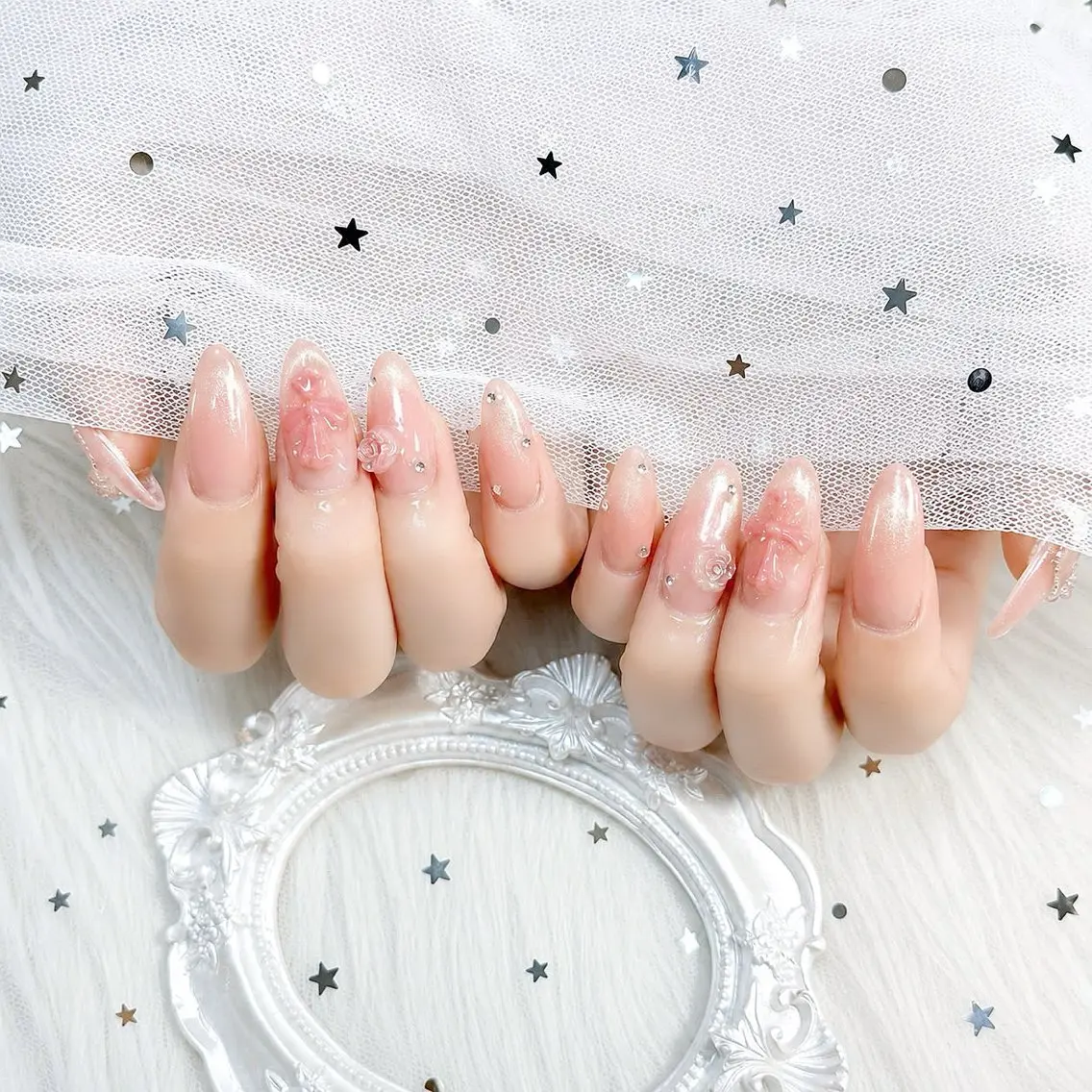 ネイル チークネイル 長さ出し フレンチネイル ジェルネイル グラデーション THANHTHANH NAILのネイルデザイン