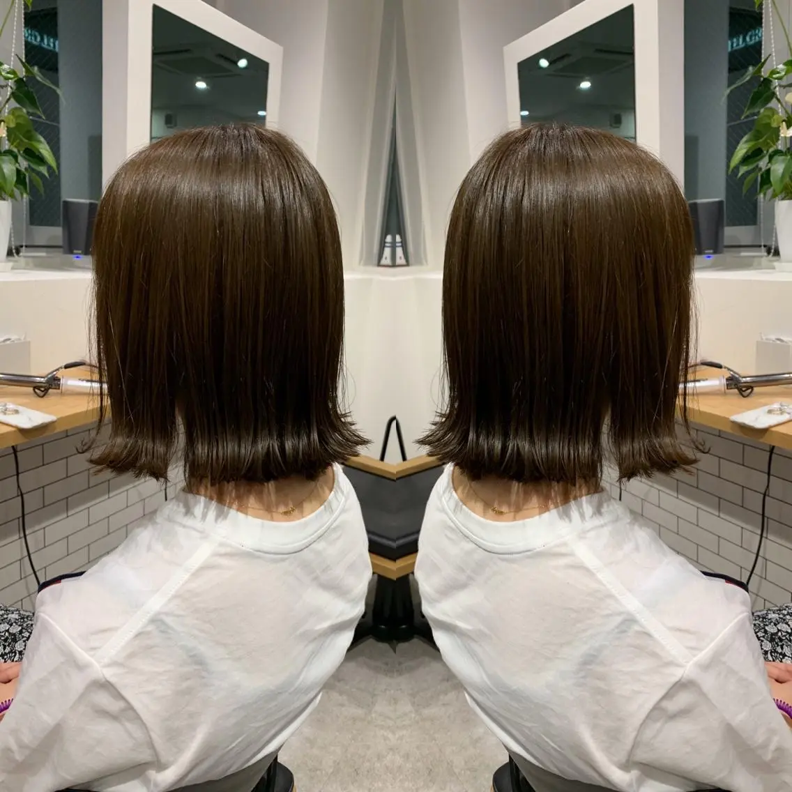 ミディアム カラー アッシュ バレイヤージュ ベージュカラー ブロンド ブルーカラー レイヤーカット/ 艶カラー/RYOMAのヘアスタイル