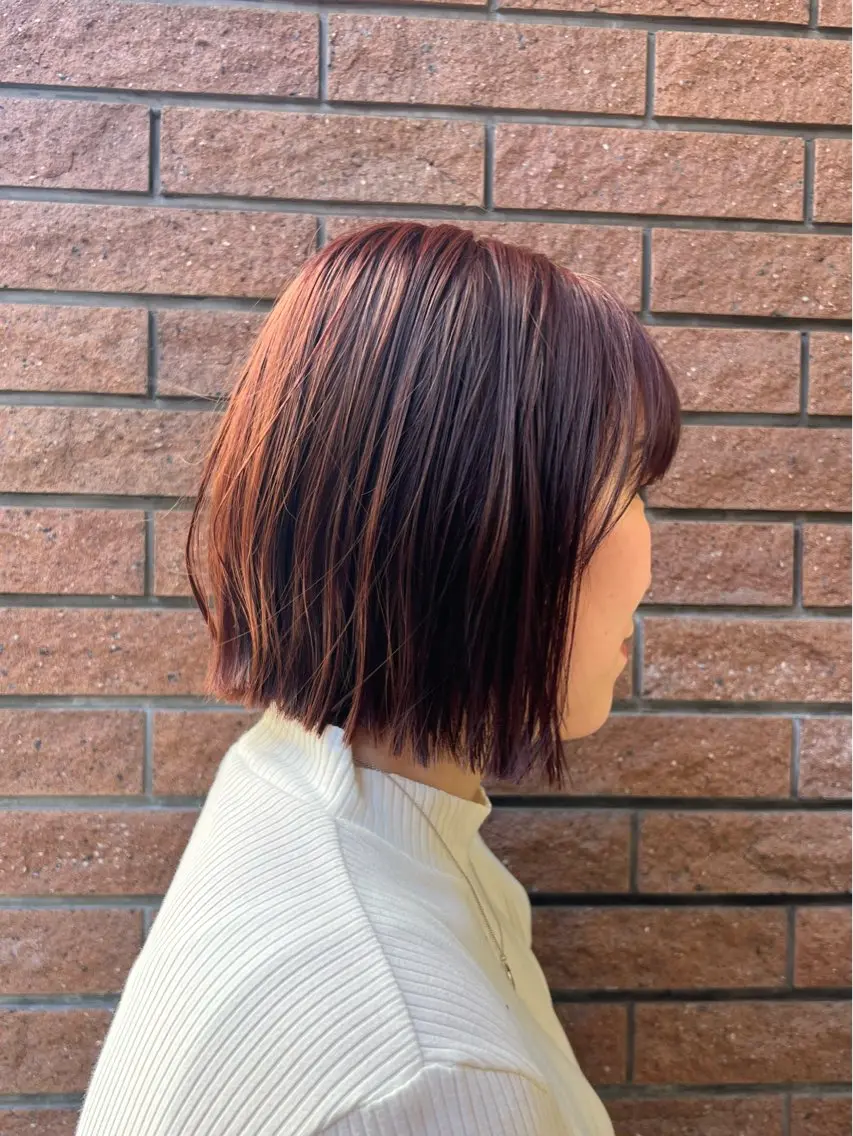 ショート カラー 切りっぱなしボブ ボブ 神戸ボブ✂️ ioe三宮/田 伸佳のヘアスタイル