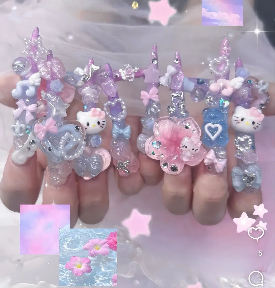 ネイル ブルー フラッシュネイル フラワーネイル ホログラムネイル キラキラネイル ハンドネイル Rin Nail 新大久保店のネイルデザイン