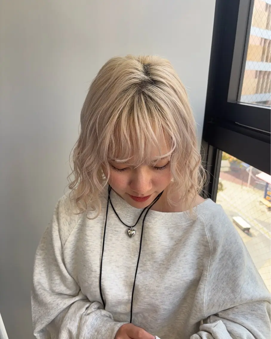 ミディアム パーマ ヘアカラー ROCCO east / りんなのヘアスタイル