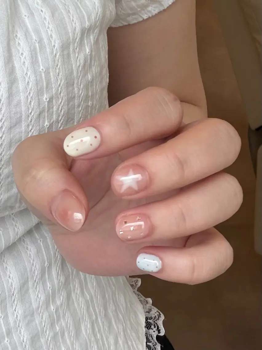 ネイル 韓国ネイル ハンドネイル sparkling mint_聖のネイルデザイン