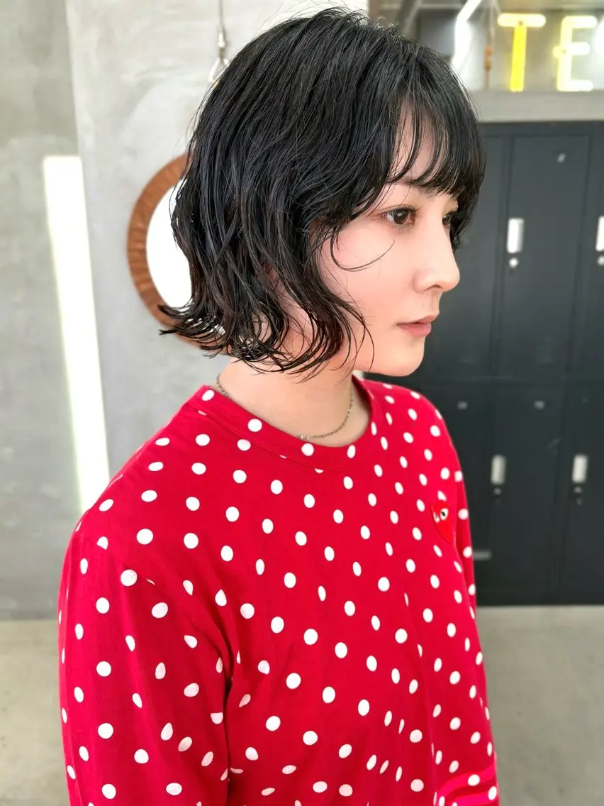 ミディアム パーマ ミディアムパーマ ボブ ニュアンスパーマ カット パーマ トリートメント tetohair 森田浩平のヘアスタイル