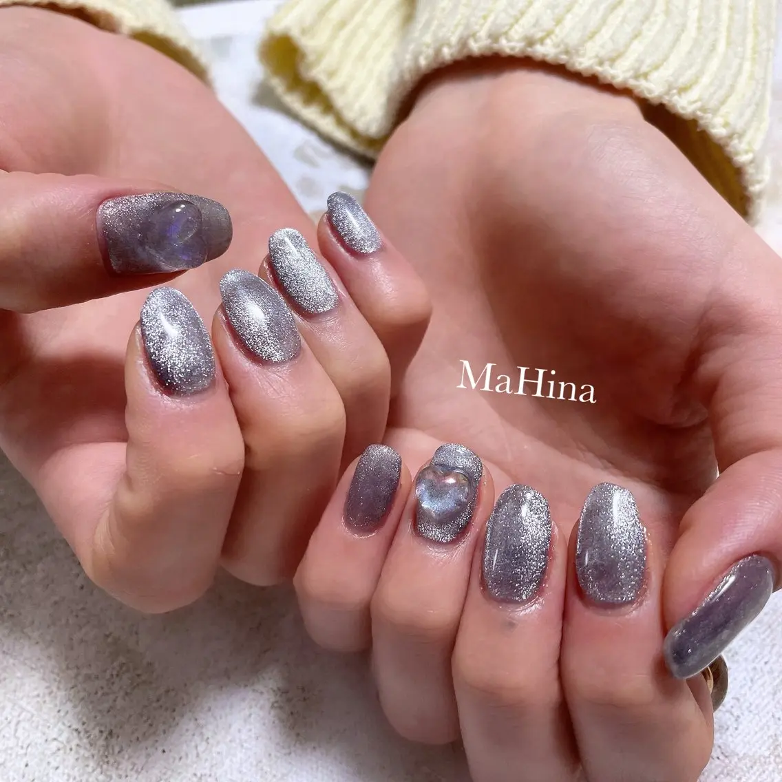 ネイル ハート マグネットネイル ハンドネイル Le Vernis MaHina・まひなのネイルデザイン