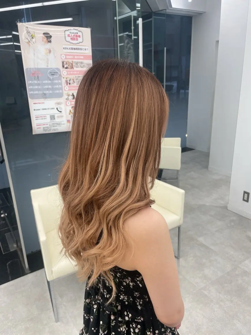 ロング カラー ヘアアレンジ バレイヤージュ エクステ レイヤーカット 【Sweep】おじま のぞみのヘアスタイル