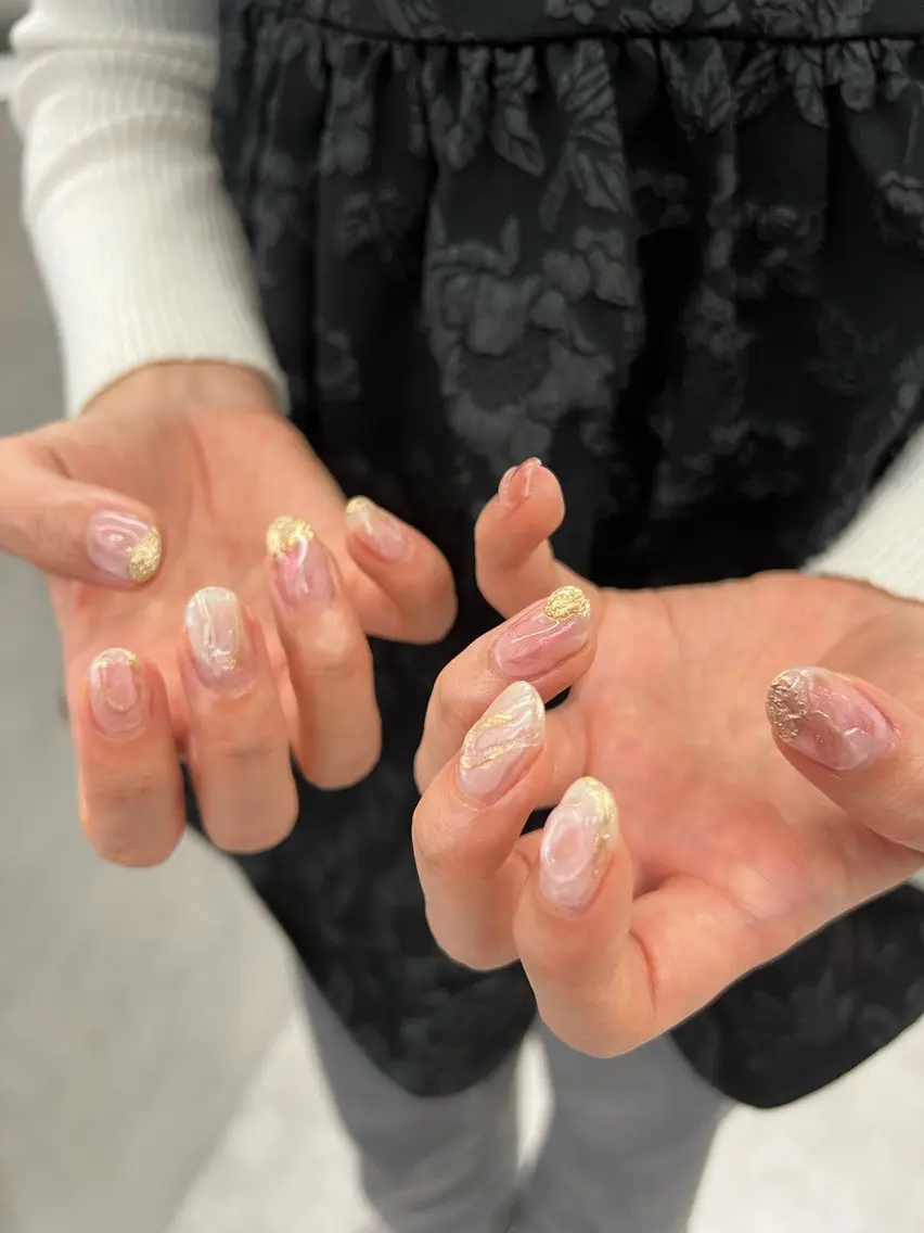 ネイル ジェルネイル 韓国ネイル ニュアンスネイル パラジェル ピンク Bana_ Nailのネイルデザイン