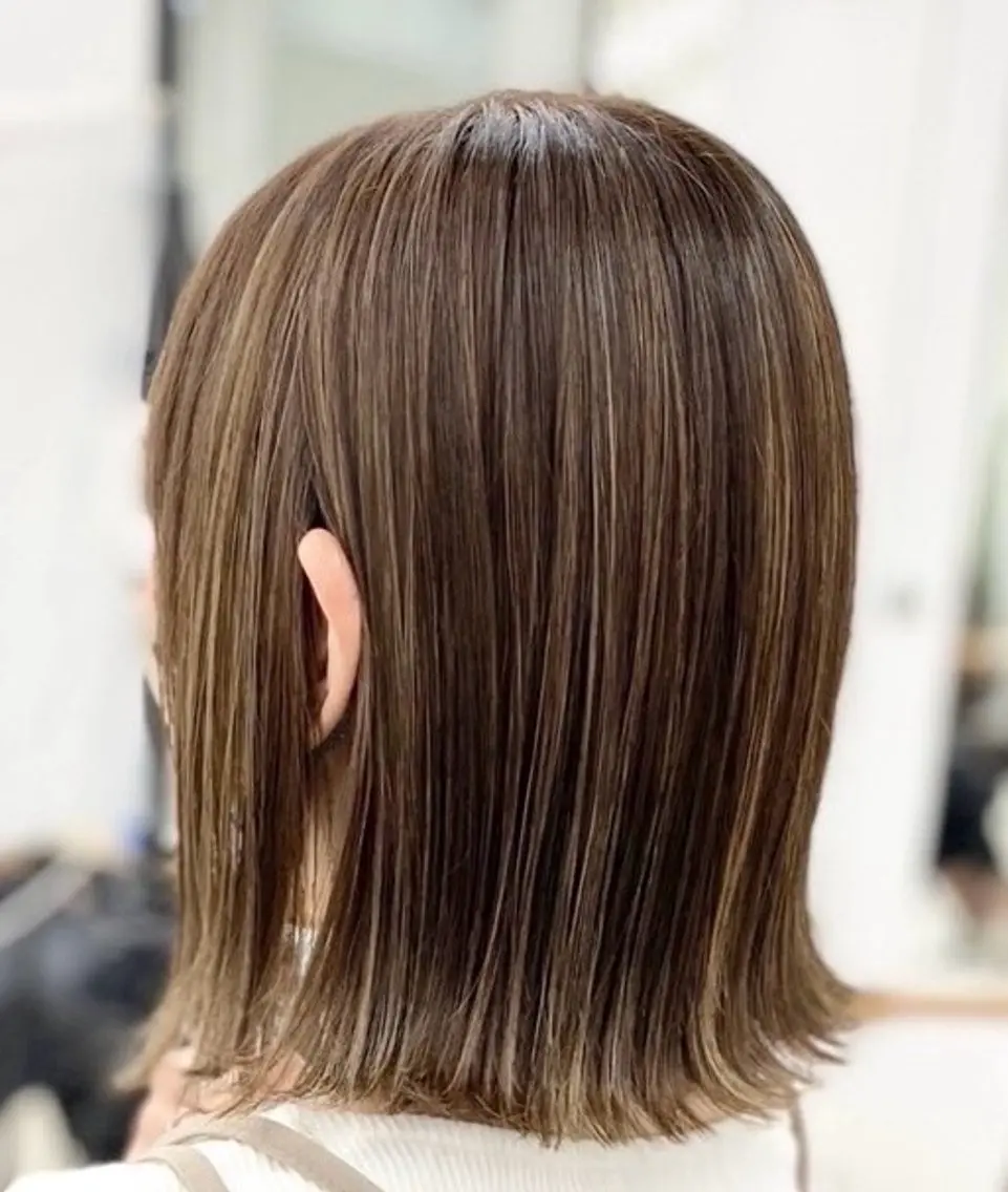 ミディアム 他店で断られた方⭕️ ハイライト特化 須永のヘアスタイル