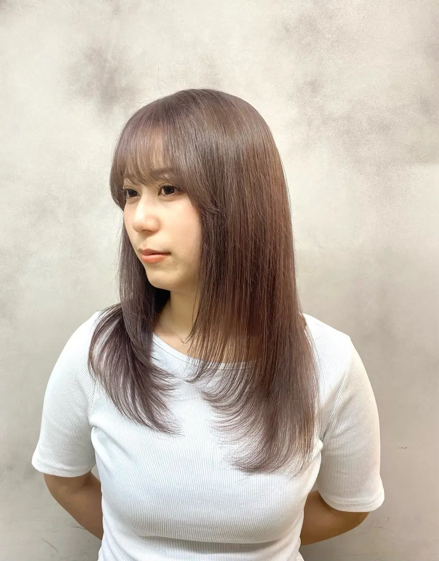 セミロング レイヤーカット レイヤー/顔まわり/ 艶カラー/長野/あやのヘアスタイル