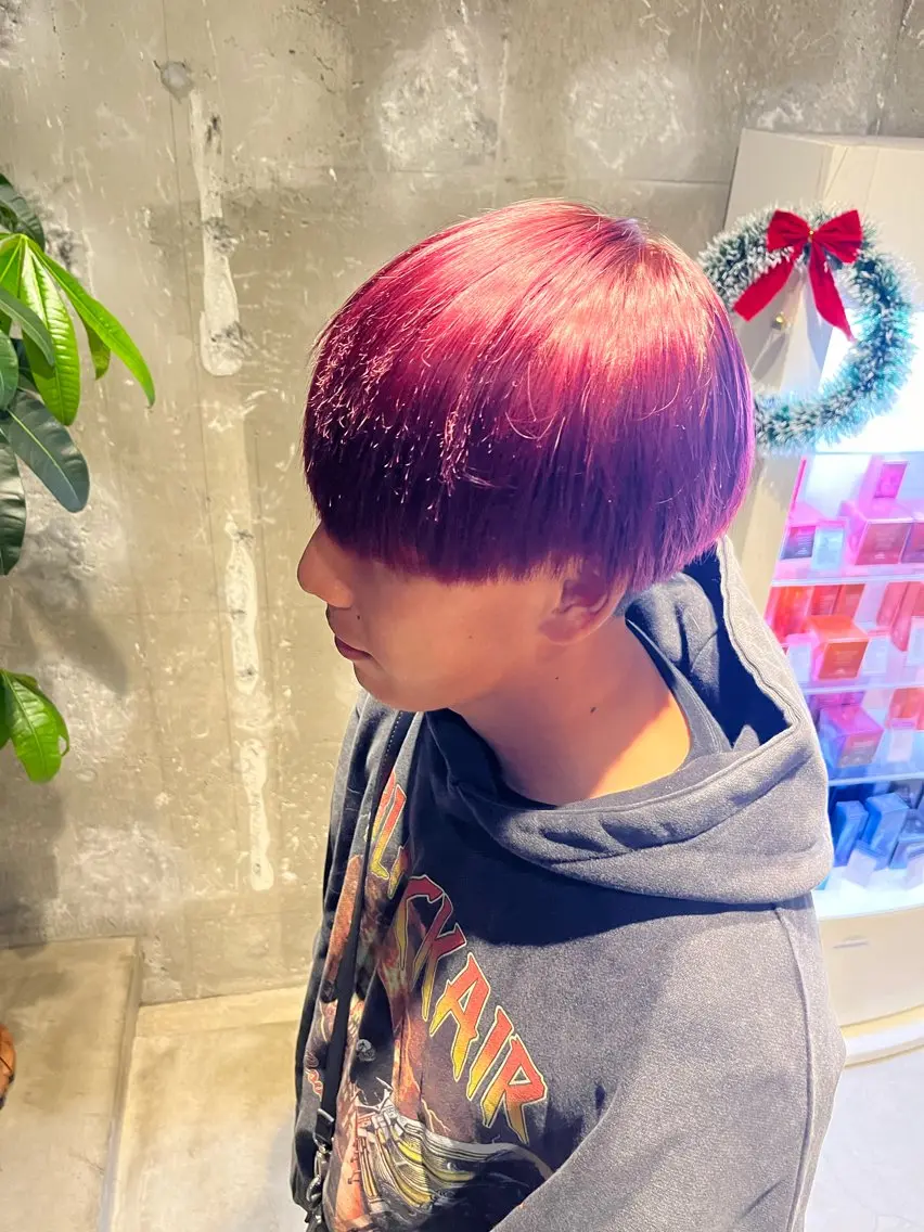 カラー レッドカラー 橋本 士のヘアスタイル