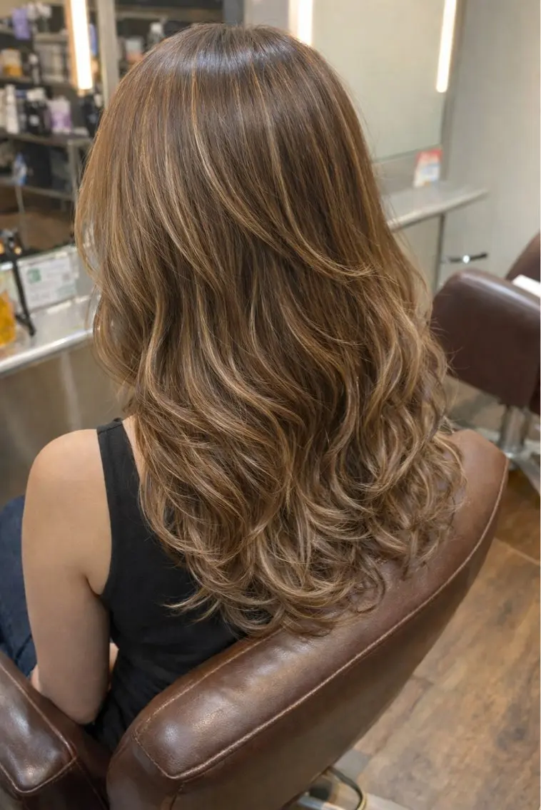 セミロング カラー バレイヤージュ グラデーションカラー ハイライトカラー ハイライト レイヤーカット 谷口 雅門のヘアスタイル