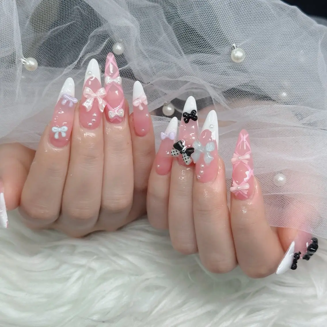 ネイル フットネイル フレンチネイル グラデーション 韓国ネイル ロングネイル ハンドネイル Hani Nail Salonのネイルデザイン