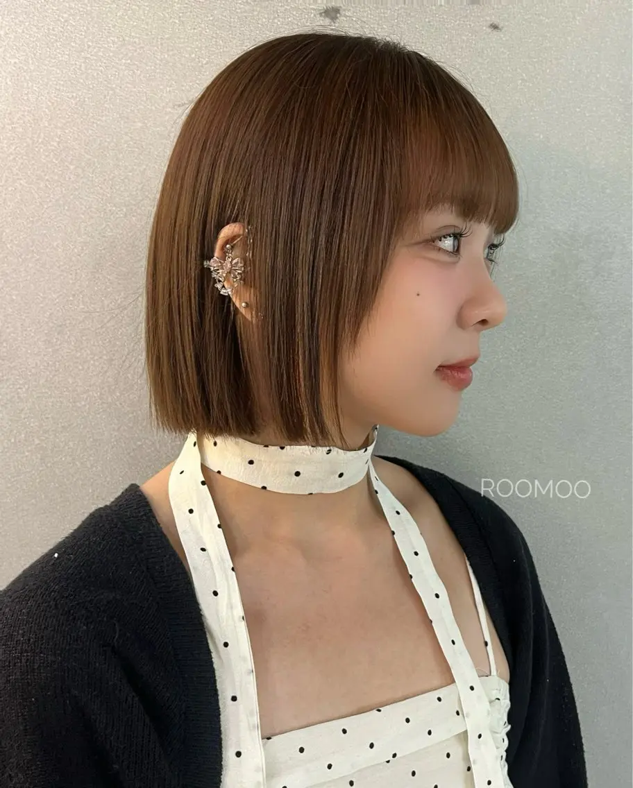 ショート カラー ブラウンカラー タッセルカット カット ヘアカラー 韓国ボブ/ハッシュ カットKIRAのヘアスタイル