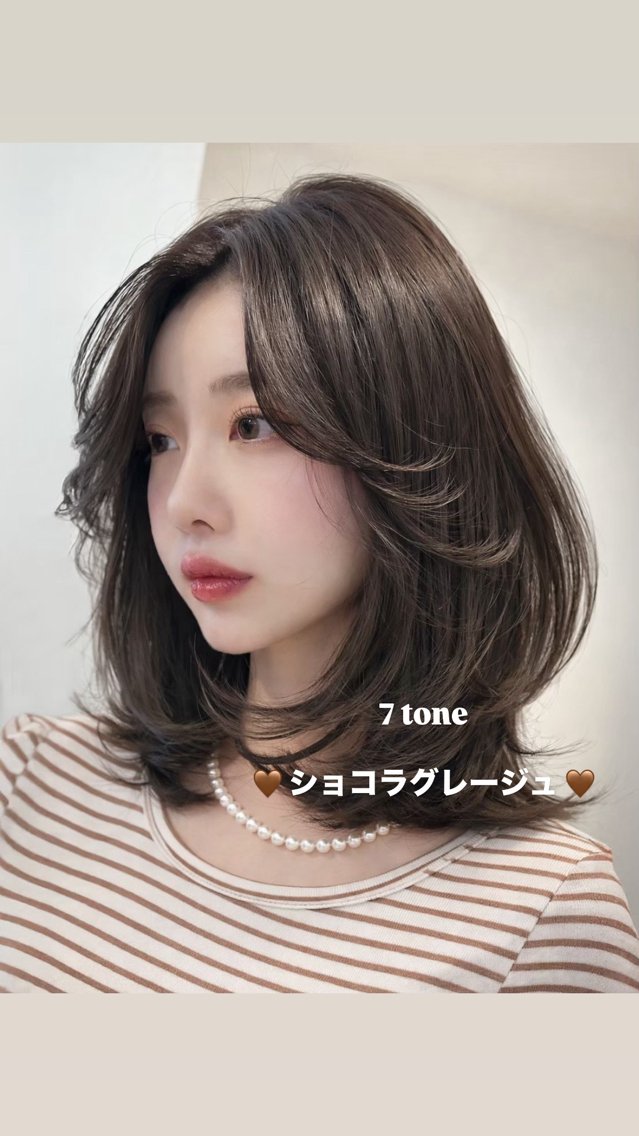 ミディアム カラー ブラウンカラー ショコラグレージュ 透明感カラー グレージュ ヘアカラー 天神/透明感カラー 🩵/izumiのヘアスタイル