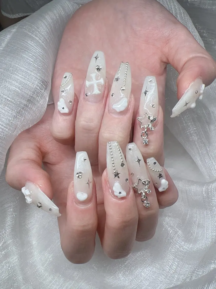 ネイル 長さ出し グラデーション キラキラネイル マグネットネイル ニュアンスネイル Lee Nails チップ長さだし専門店のネイルデザイン