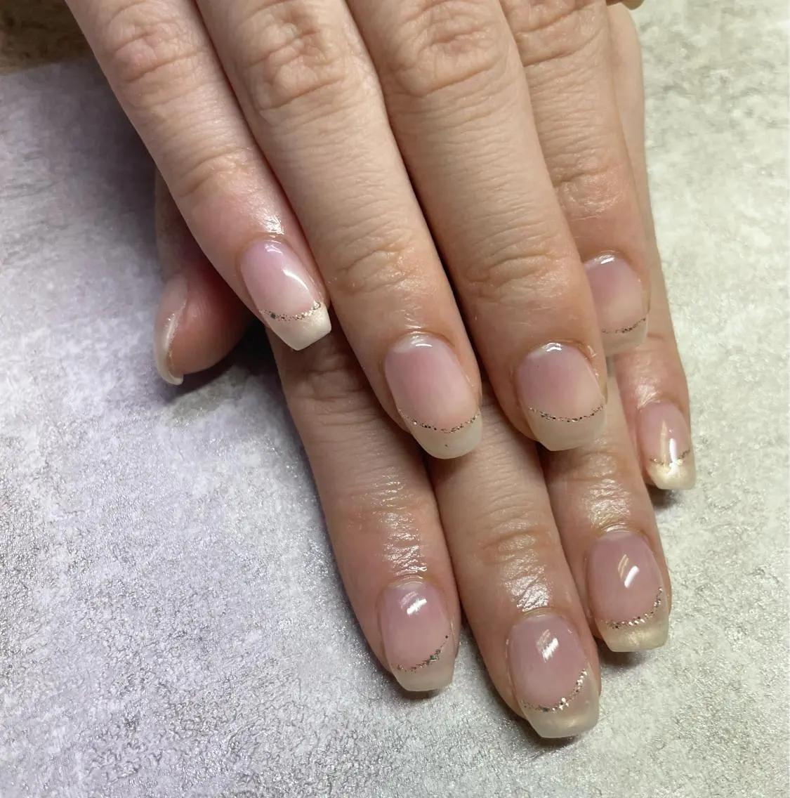 ネイル フレンチネイル ラメ(グリッター) Mayu ･*のネイルデザイン