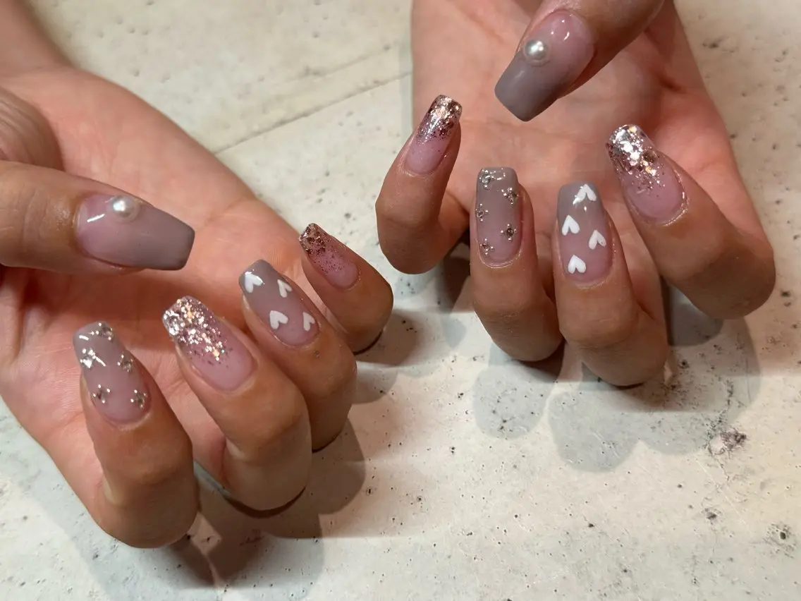 ネイル ハンドネイル 韓国/ワンホン/長さ 出しつけ放題🎀のネイルデザイン